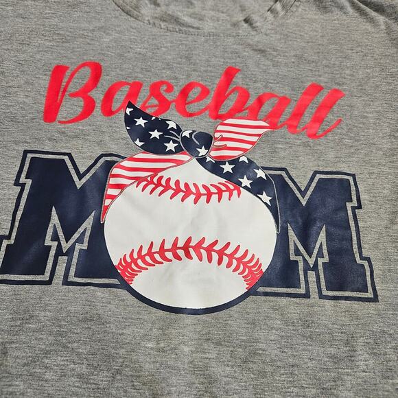 Baseball Mom Tee Patriotic American Flag Red White and Blue Home Run Sports XL - Picture 2 of 7